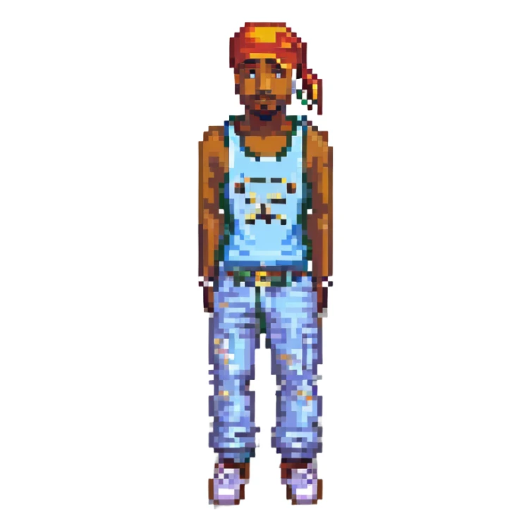 2Pac в полный рост, no background sticker