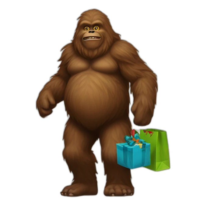 Sasquatch with bags of presents  sticker