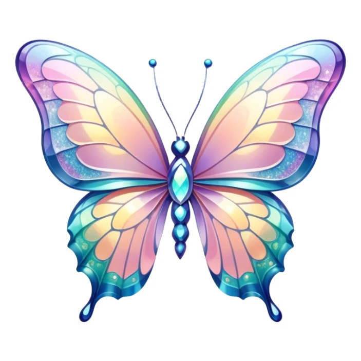 Melting Pastel sparkly glittery shiny iridescent glass crystal butterfly sticker