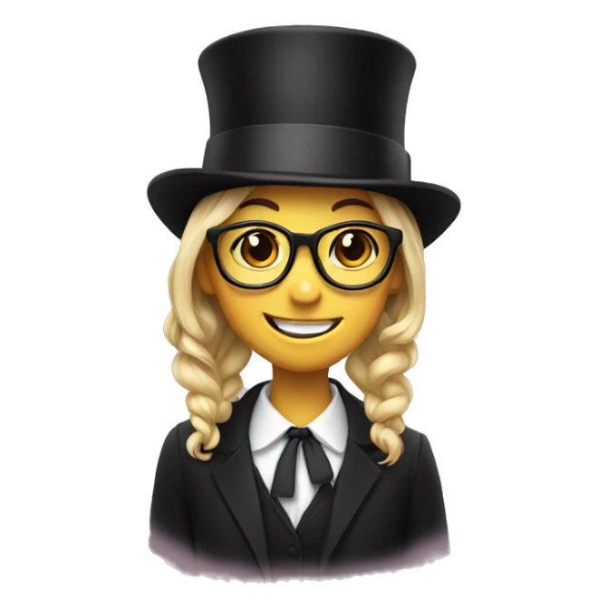 happy girl with glasses in top hat sticker