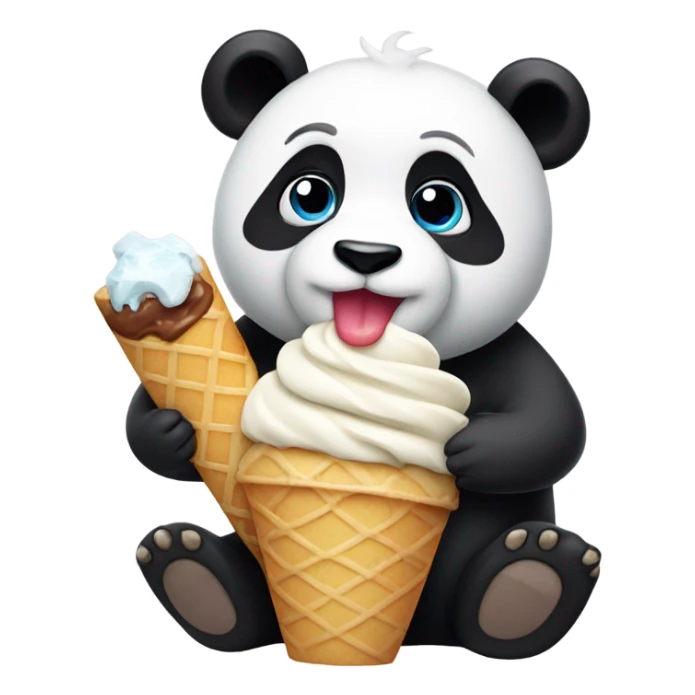 Panda eating ice cream sticker