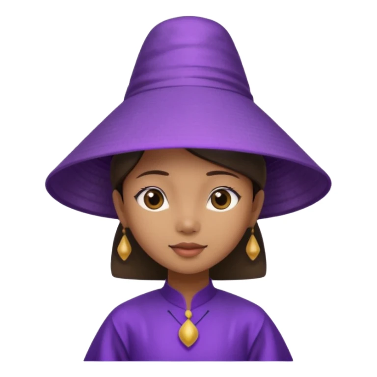ancient vietnamese girl with dress and conical hat, purple sticker