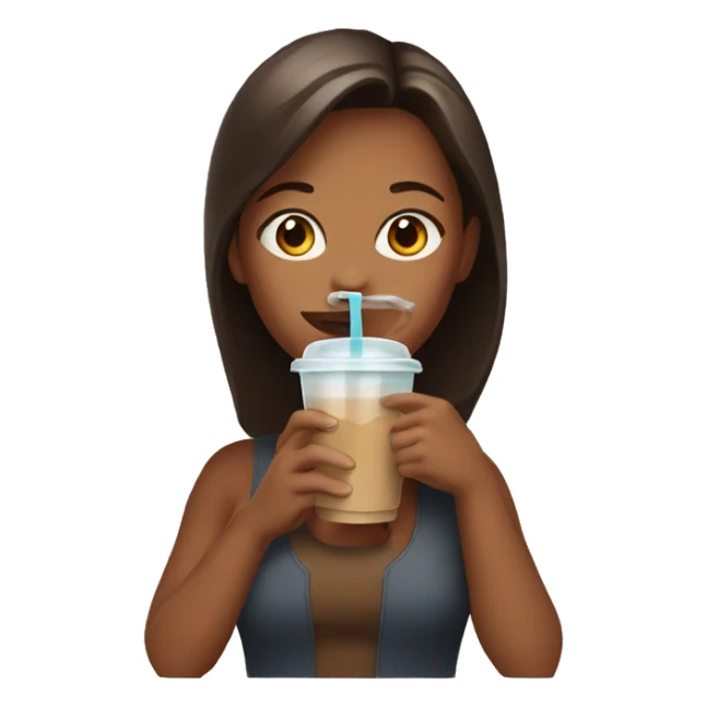 Girl drinking a cup of iced coffee sticker