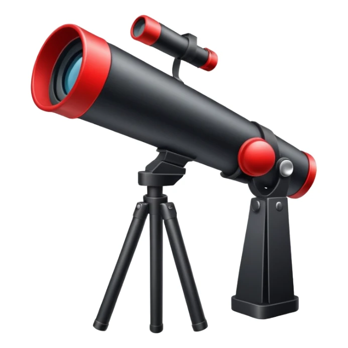 un télescope noir avec une casquette rouge  sticker