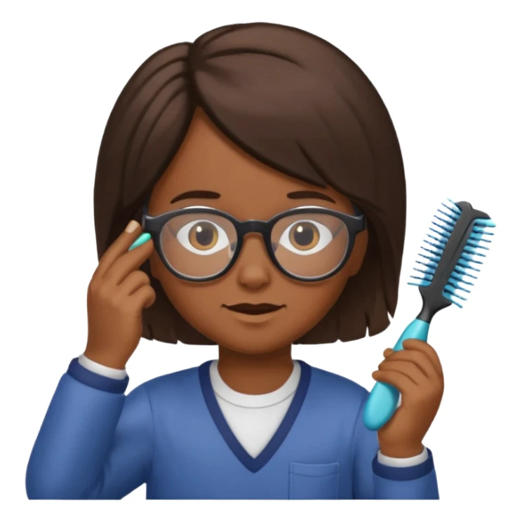 Kid with comb hair and glasses brown hair  sticker