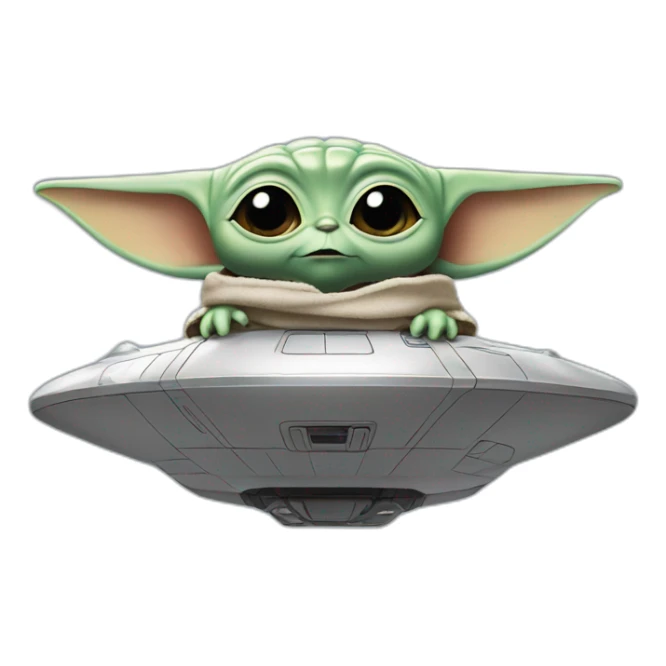 BABY YODA FLYING IN A SPACESHIP sticker