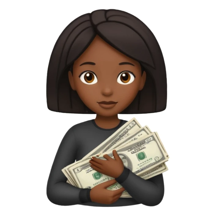 Baddie Black girl holding a stack of money sticker