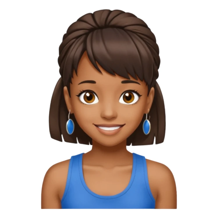 Lisa Left Eye Lopes brown eyes dark brown hair, blue tank top sticker