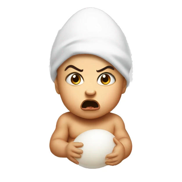 angry baby with egg on its head sticker