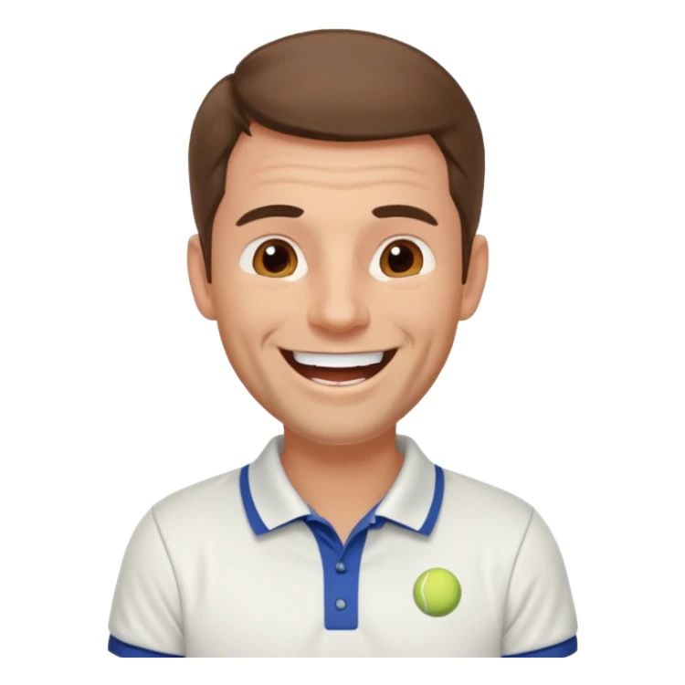 Profesor de tenis masculino sin barba con pelo marrón riendose sticker