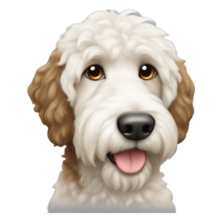 White and tan labradoodle tuxedo fur sticker