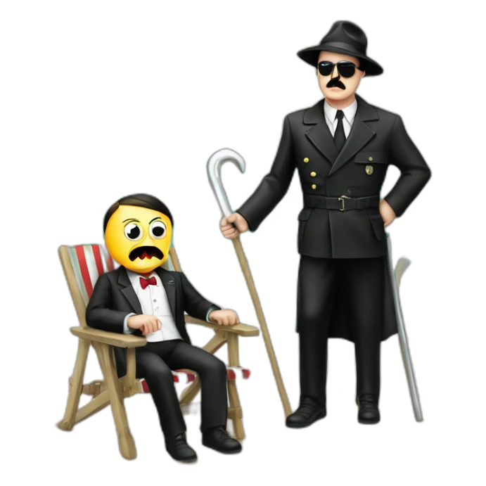 Adolf Hitler on holiday with the grim reaper sunny beach sticker