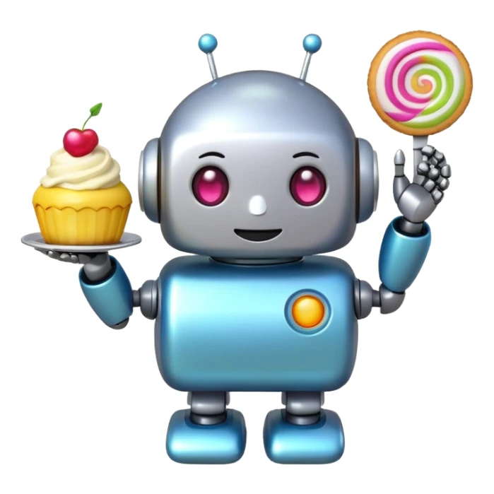 The cute robot and dessert, 3d emoji sticker