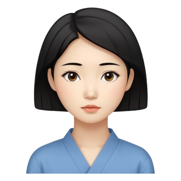 Korean woman, East Asian features, female human avatar,
soft thoughtful expression, calm mood, sensitive personality,
natural black hair, simple hairstyle,
neutral face, minimal makeup,
professional, clean, minimal style,
no cartoon, no fantasy, no costume sticker