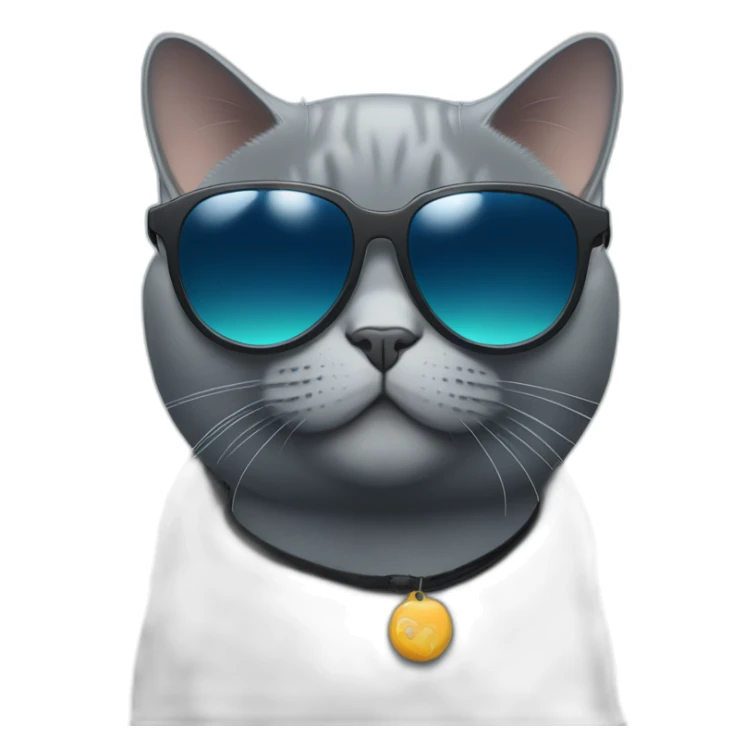 deep blue British Shorthair Cat with sunglasses use camera sticker