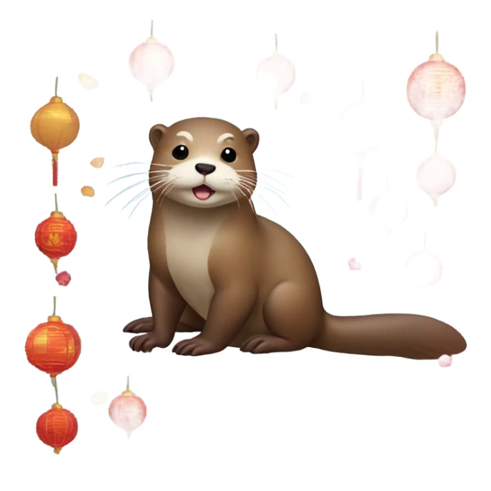 Otter on Korean lunar new year sticker