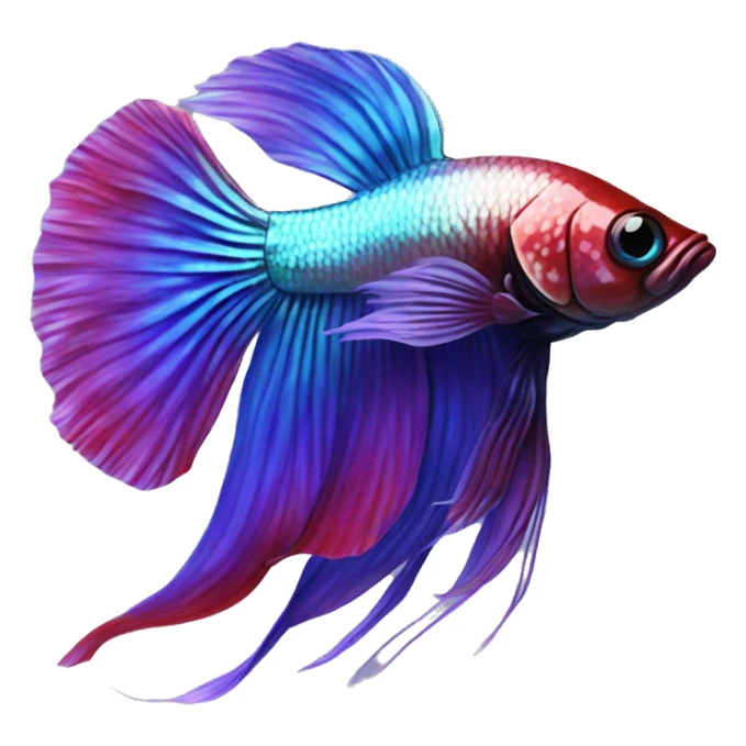 Pretty iridescent long fin betta fish realistic blue purple red sticker