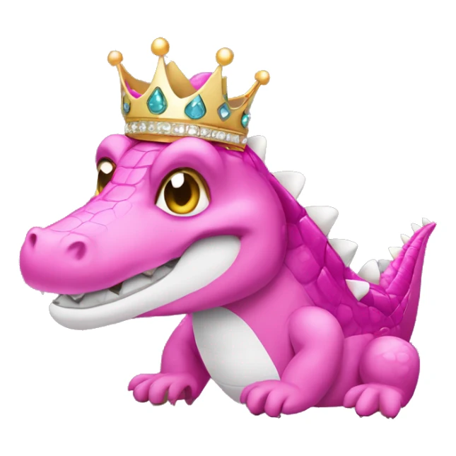 Pink crocodile wearing a tiara that’s black sticker