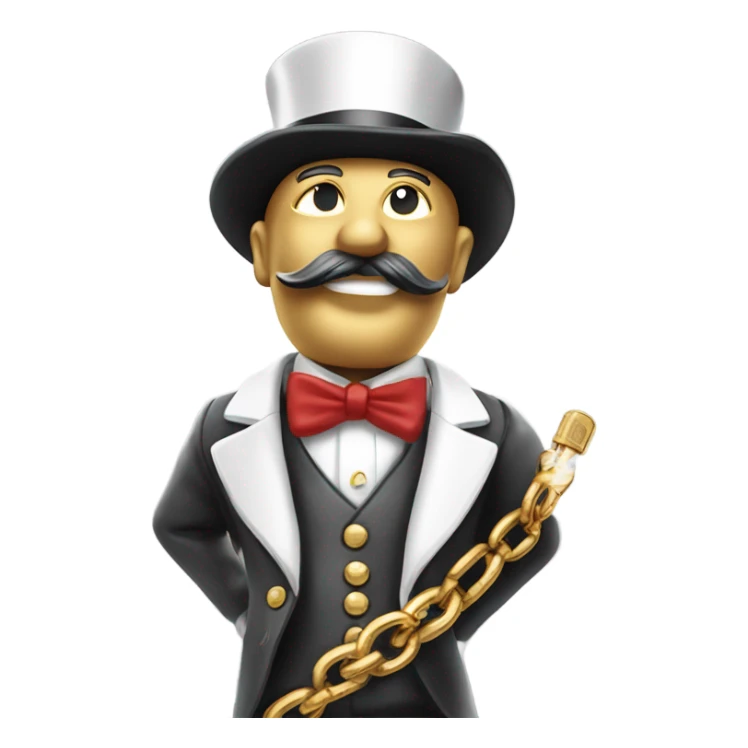 Monopoly man with gold chain necklace and smoking cigar sticker