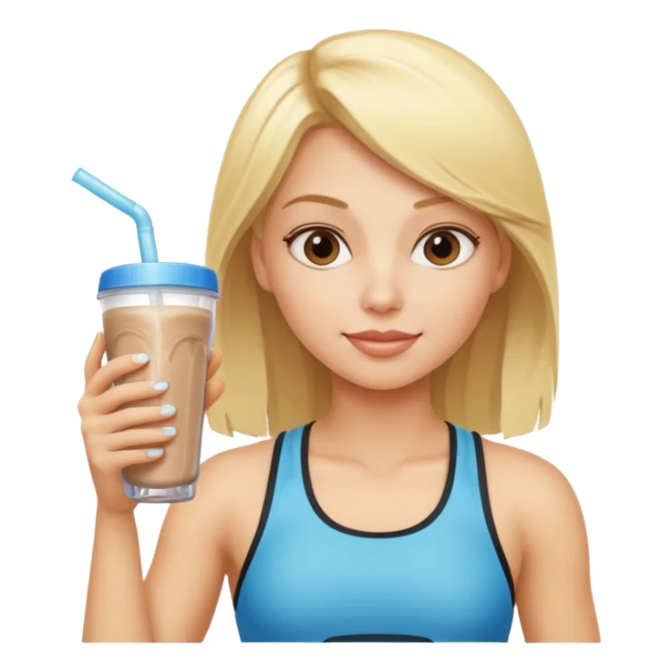 sporty blond girl drinking protein shake  sticker