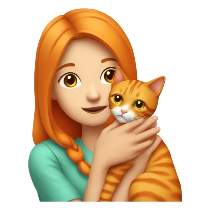Girl petting a orange cat sticker