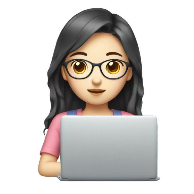 Korean girl  not glass with laptop  sticker