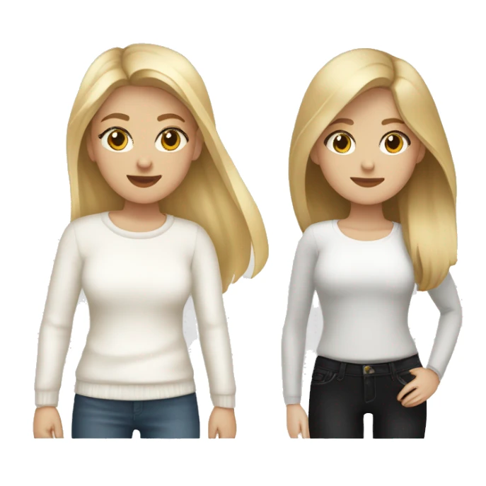 Two girls with black jeans and white pullover one blonde and one brown hair sticker