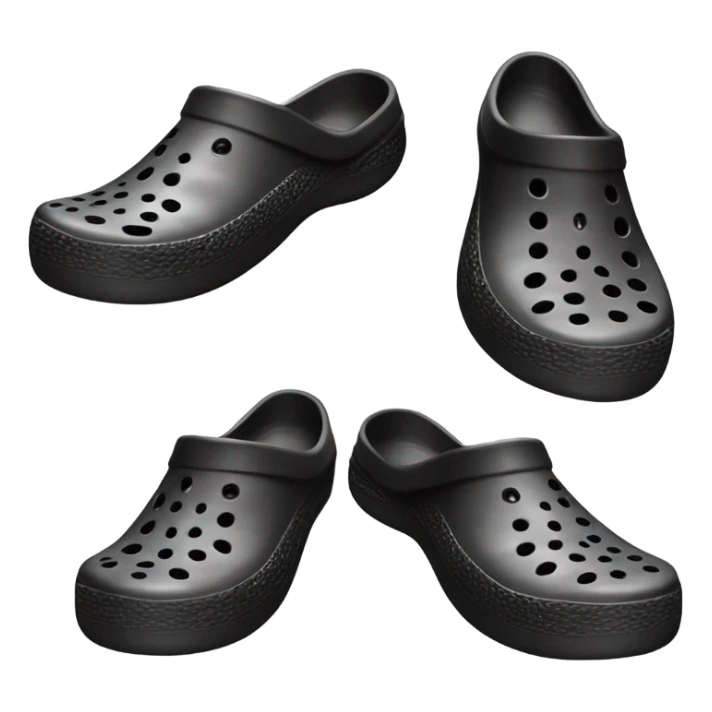 Realistic black pair of crocs shoes isolated.  sticker
