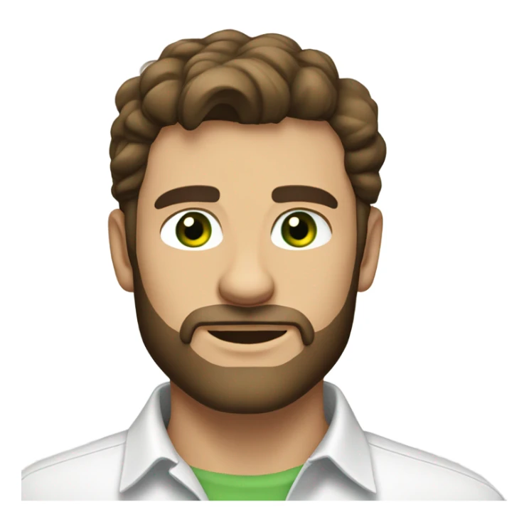 handsome optimist brunette man and beard green eyes wearing white button down shirt  sticker