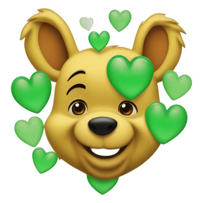 Winnie the pooh with green hearts around him sticker