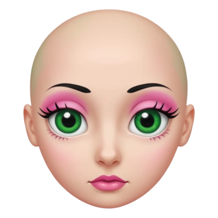 pink green black bald girl eyeballs sticker