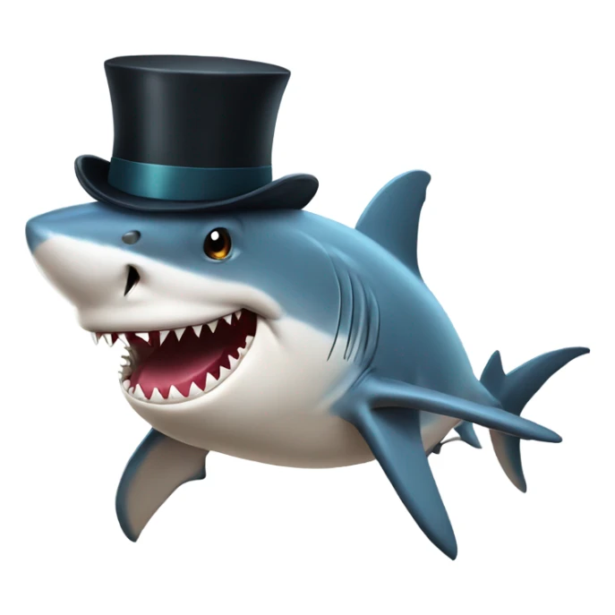 Shark with a top hat sticker