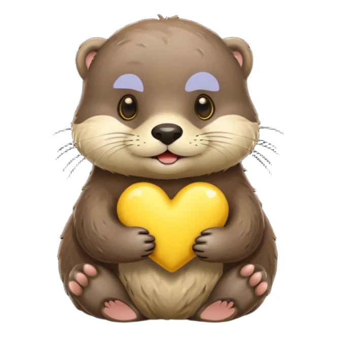 an otter wearing a cute yellow heart  sticker