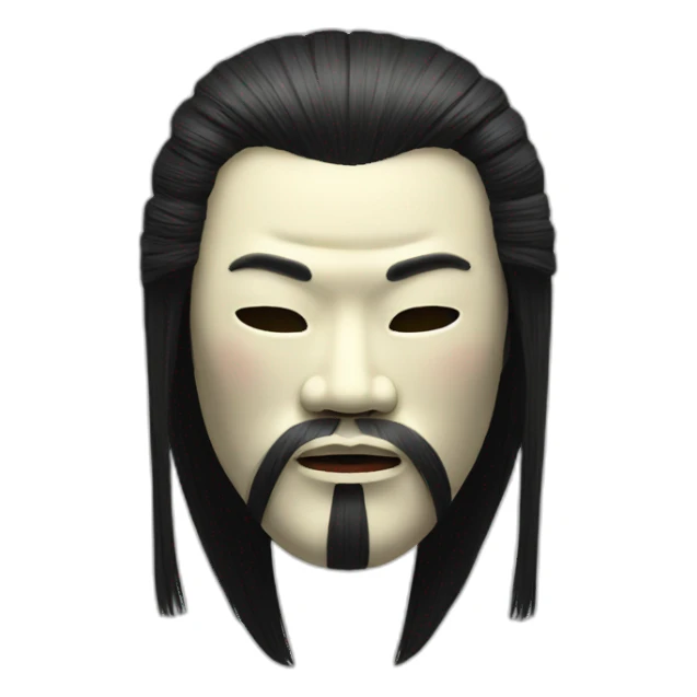 noh-mask-longhair-japanese-kimono-massive-man sticker