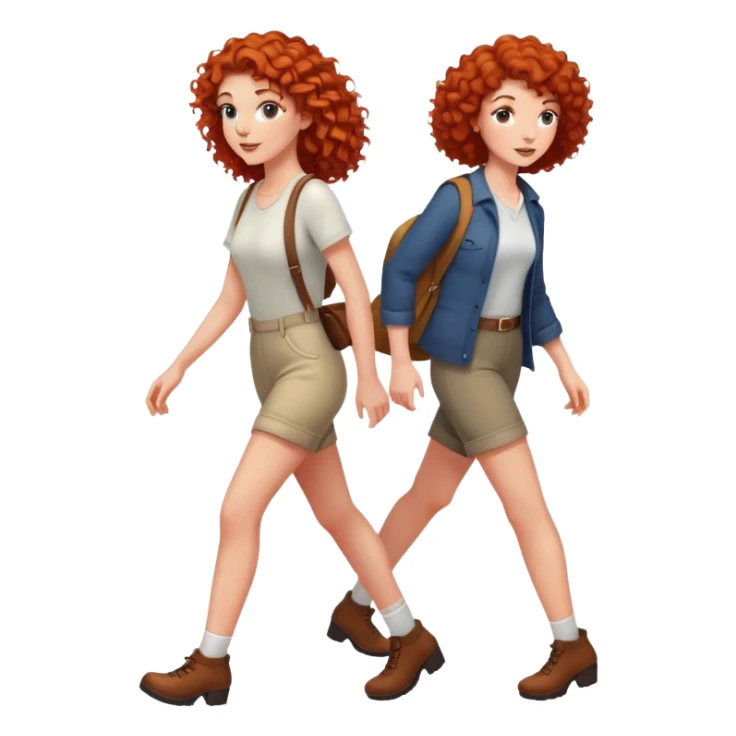 Red head curly hair girl walking with a tall brunette  sticker