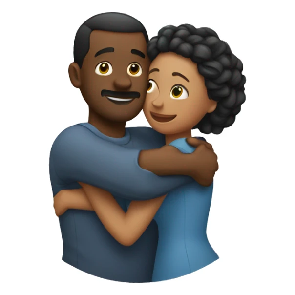 A man huggings with his wife sticker