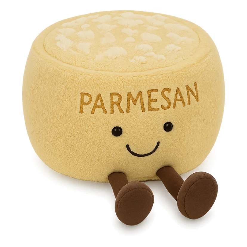 parmesan cheese wheel jellycat stuffed plushie sticker