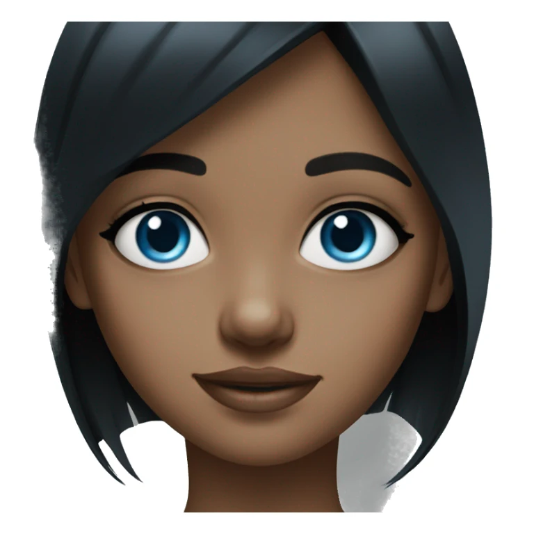 realistic portrait of black haired girl and blue eyes sticker