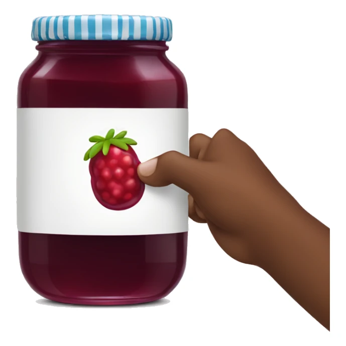Jar of jam with hand grabbing the jelly  sticker