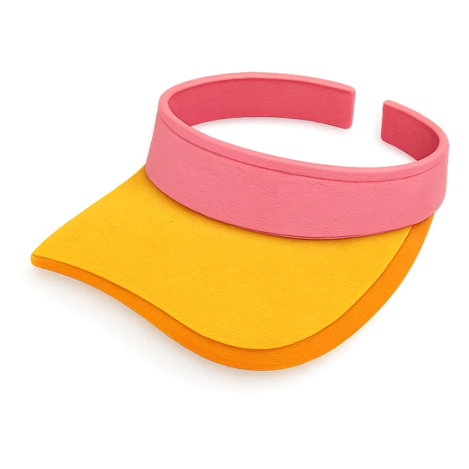 playful and bright sun visor on a white background in paper-craft style sticker