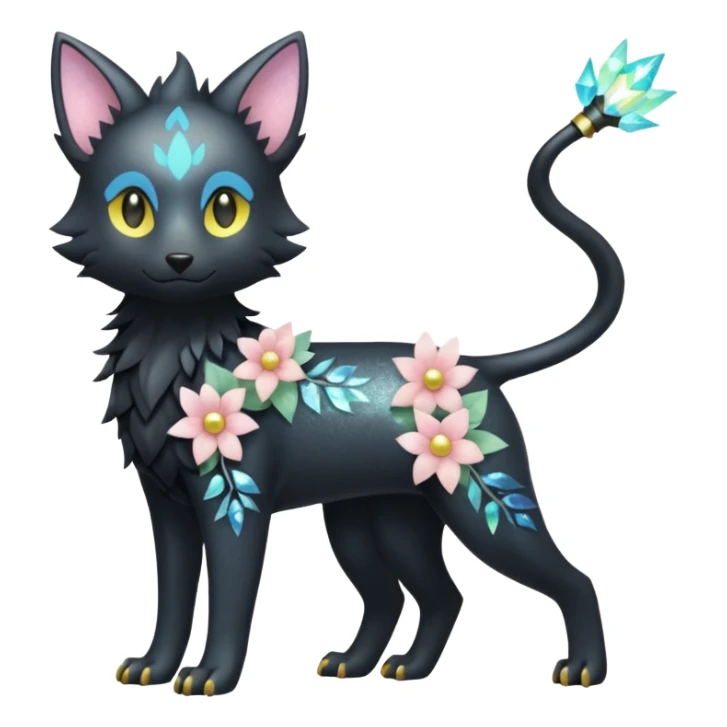 Multicolored sparkly pastel dark iridescent light pale gloomy spooky cute adorable pretty cool elegant realistic floral exotic Trico-Bolthund-Electrike-Luxray-hybrid, full body sticker