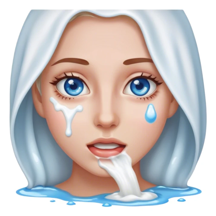 milk splashed on woman’s face blue eyes sticker