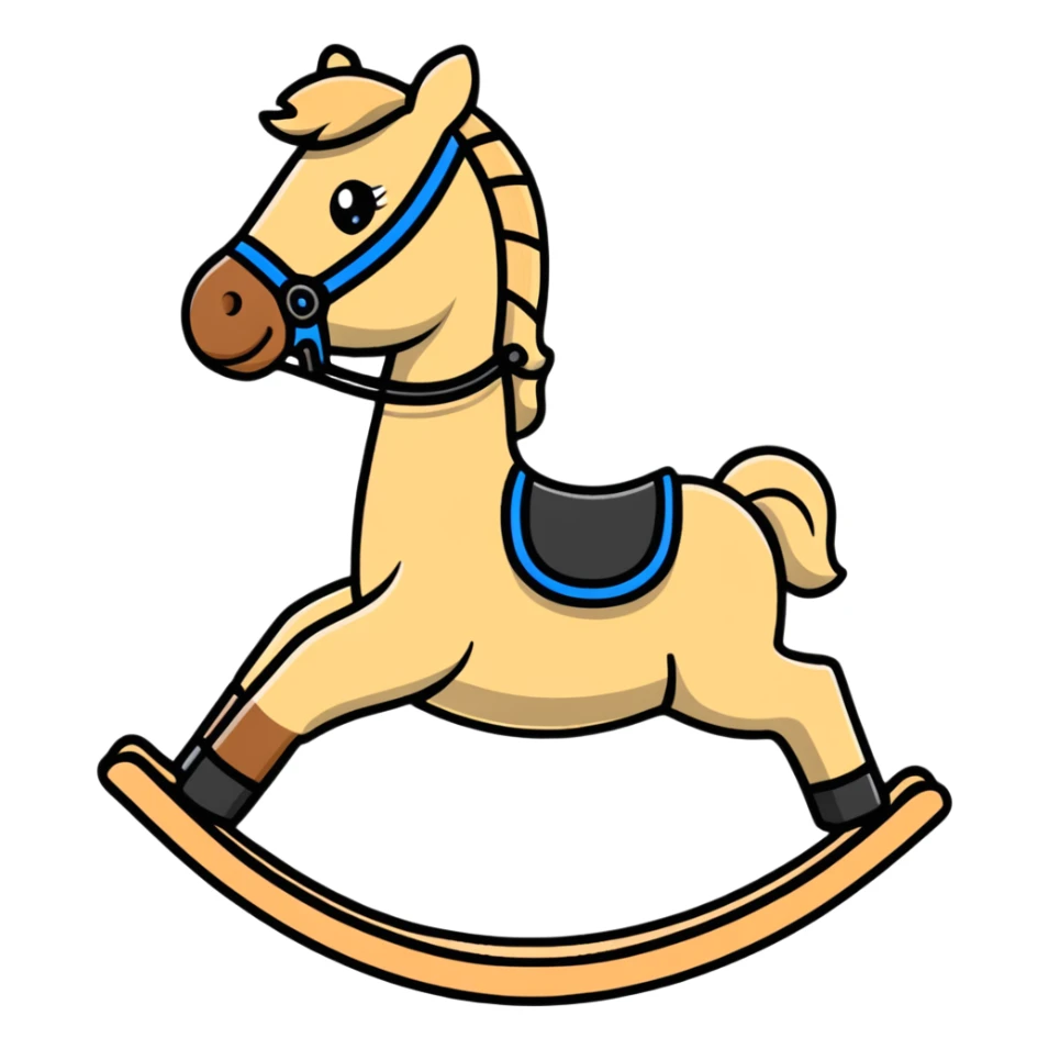 Beige wooden rocking horse toy sticker