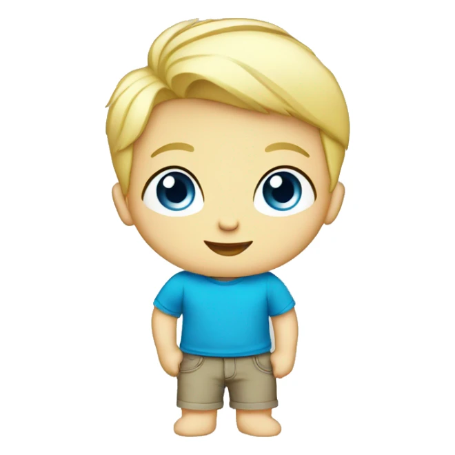Boy blonde toddler full body blue eyes t shirst sticker