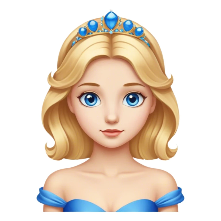 Cinematic Realistic Comical Cinderella Portrait, with every detail rendered realistically—from the soft, smooth texture of her fair skin to her artfully styled golden-blonde hair. Her bright blue eyes are wide with playful disbelief, and her expression carries a touch of whimsical humor while retaining elegant poise. Her classic ball gown, detailed with rich fabric textures and natural shadows, catches the light in a way that blends refined beauty with a hint of cheeky mischief, creating a striking, lifelike portrayal. sticker