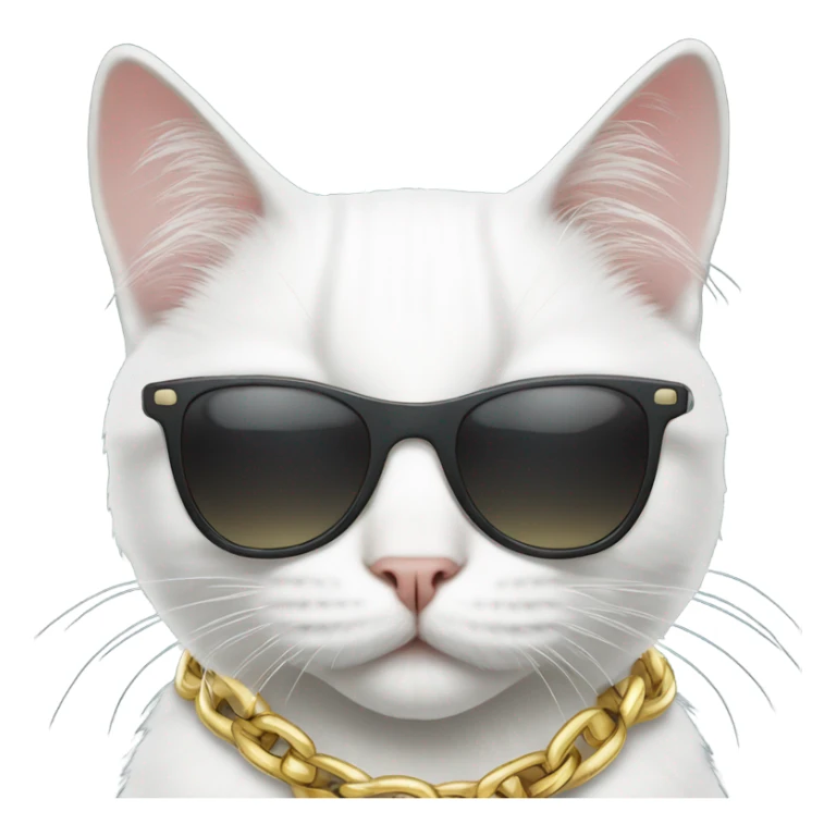 white cat wearing sunglasses and gangster chain  sticker