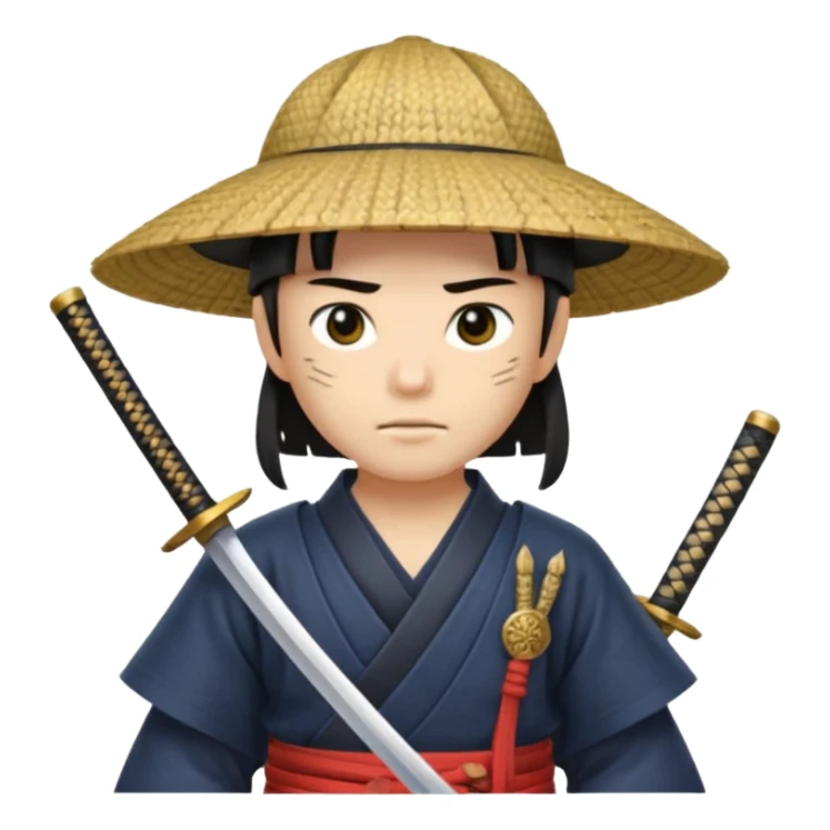 Samurais in Hat, Samurai with straw hat and sword sheath sticker