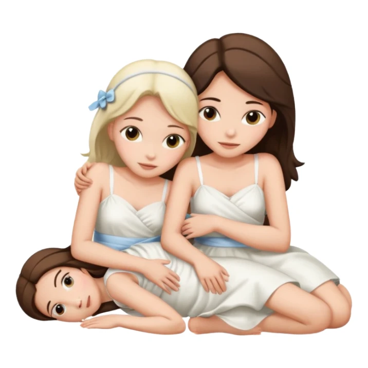 two girls lying on top of each other wrapped around each other sticker