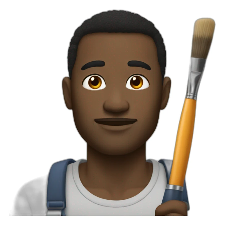 Black male no mustache with paint brush going super Sain sticker