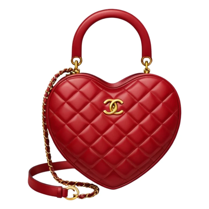 chanel heart dark red color bag sticker